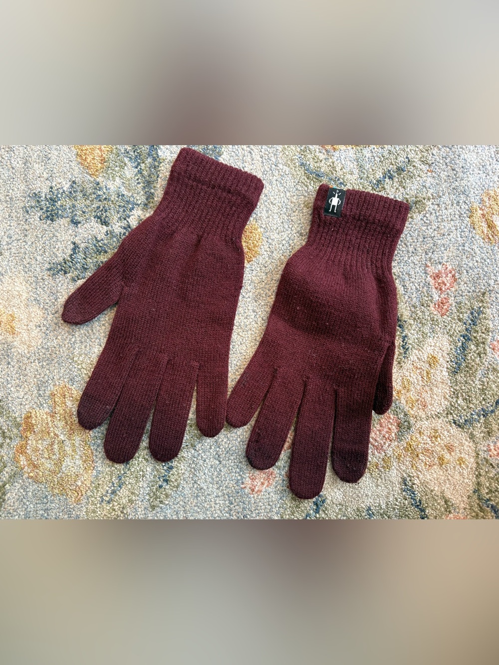 Smartwool Liner Gloves Merino Wool Blend Burgundy